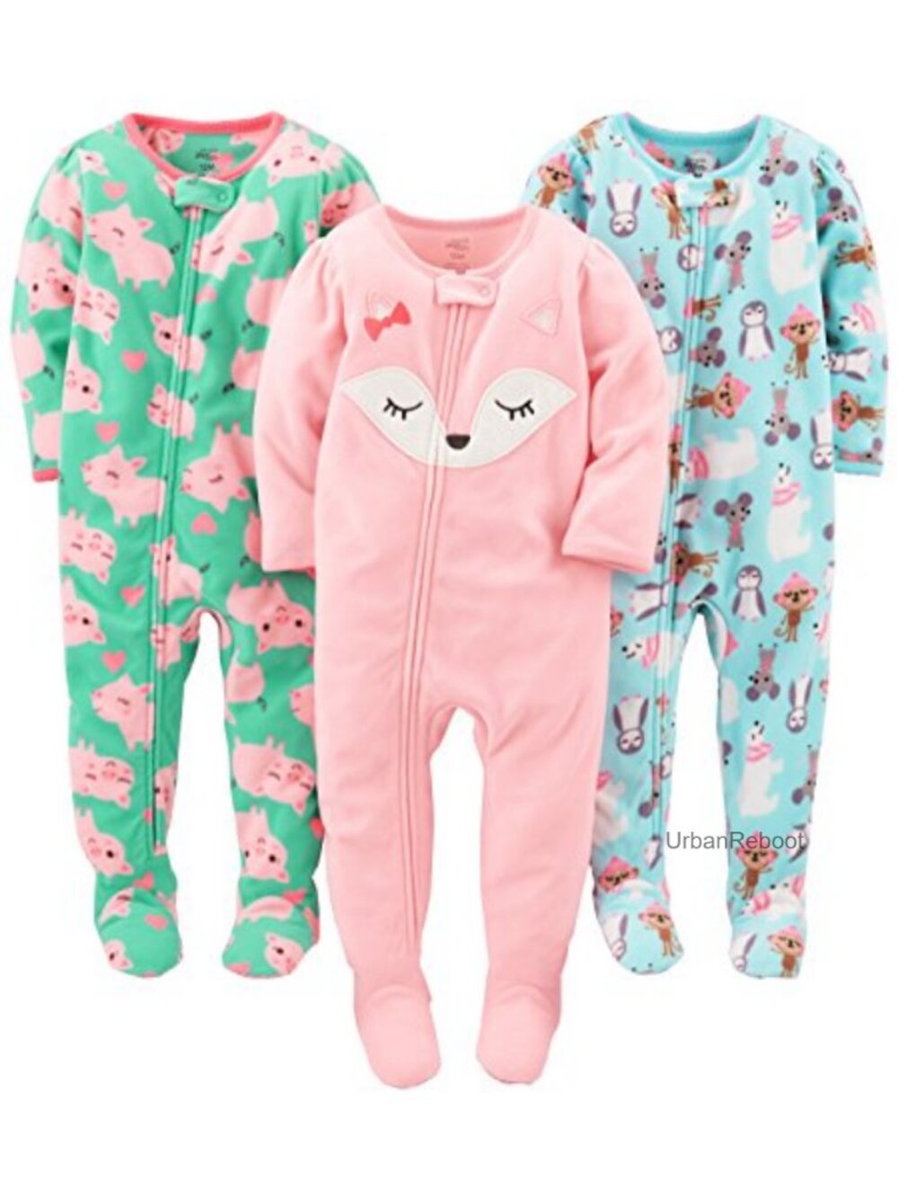 Toddler Loose Fit Flame Resistant Fleece Footed Pajamas 3-Pack Size 2T